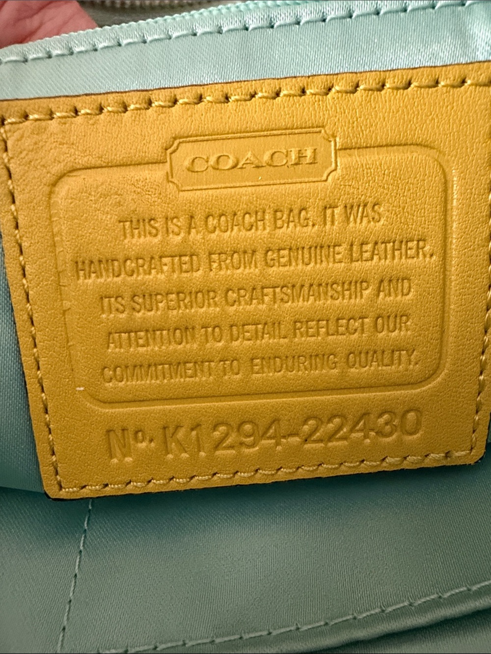 RARE Coach Hallie color block shoulder bag in aqua blue and lime green - Picture 7 of 16